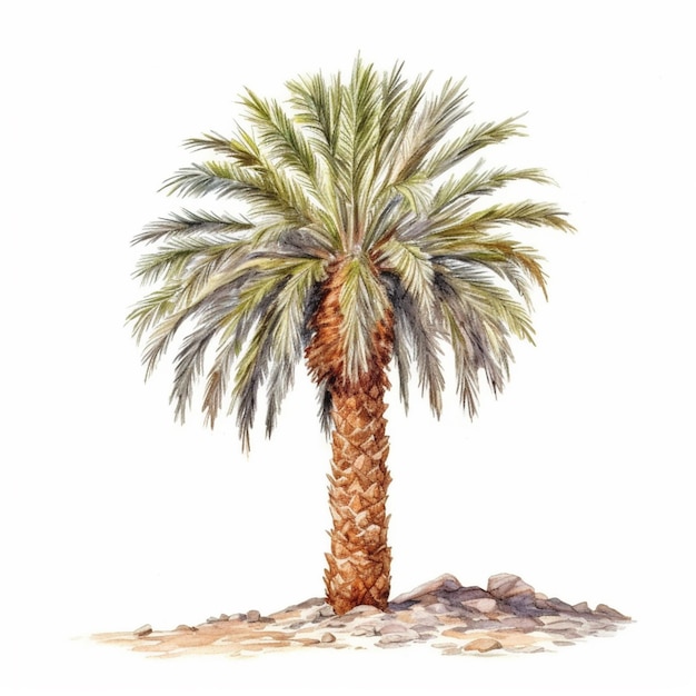 arafed palm tree with a white background and a white sky generative ai