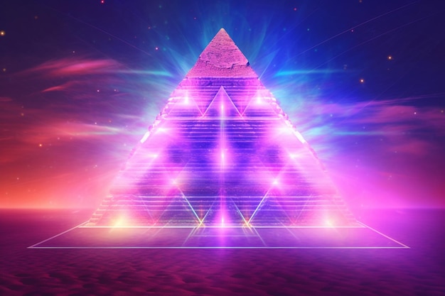 Arafed pyramid with a pyramid of light in the middle generative ai