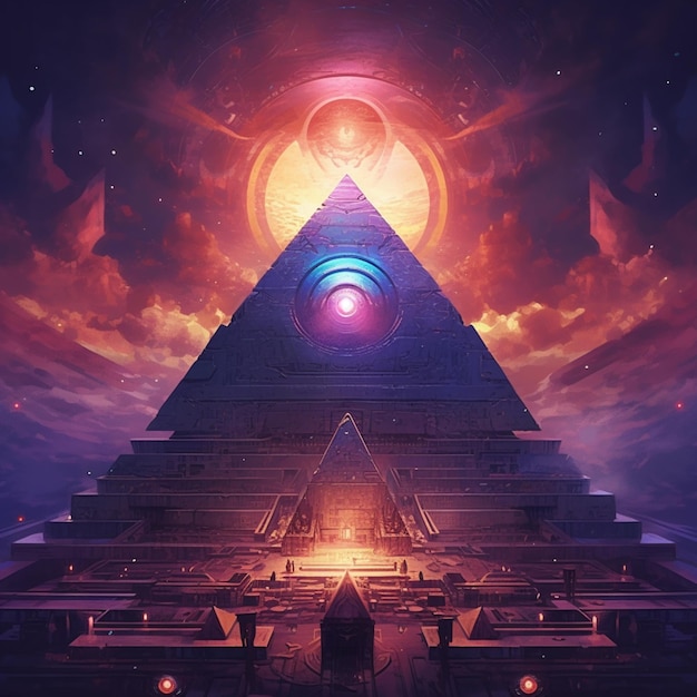 Arafed pyramid with a pyramid of light and a pyramid of light generative ai