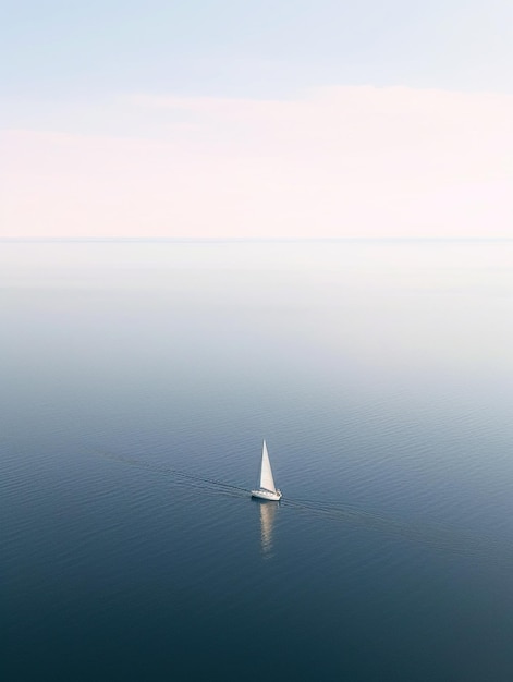 Photo arafed sailboat in the middle of a calm ocean generative ai