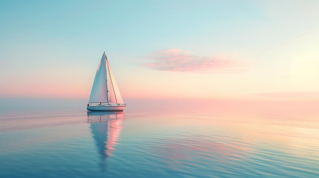 arafed sailboat in the middle of the ocean at sunset generative ai