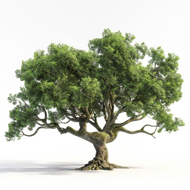 arafed tree with green leaves and a white background generative ai