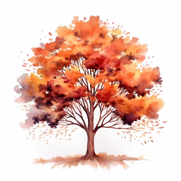 Arafed tree with leaves and a white background generative ai