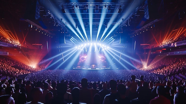 Arafed view of a concert hall with a large crowd of people