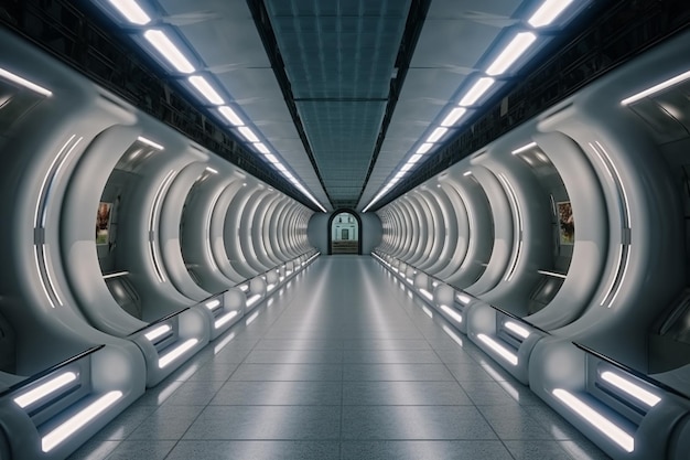 Arafed view of a subway station with a long tunnel generative ai