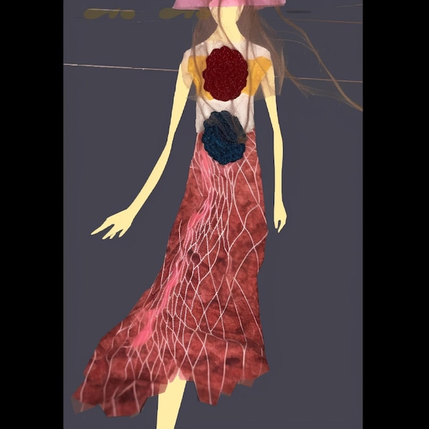 arafed woman in a red dress and a pink hat generative ai