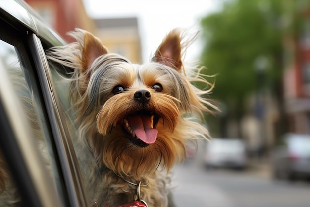 araffe dog sticking its head out of a car window generative ai