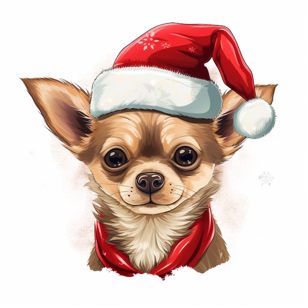 araffe dog wearing a santa hat and scarf generative ai