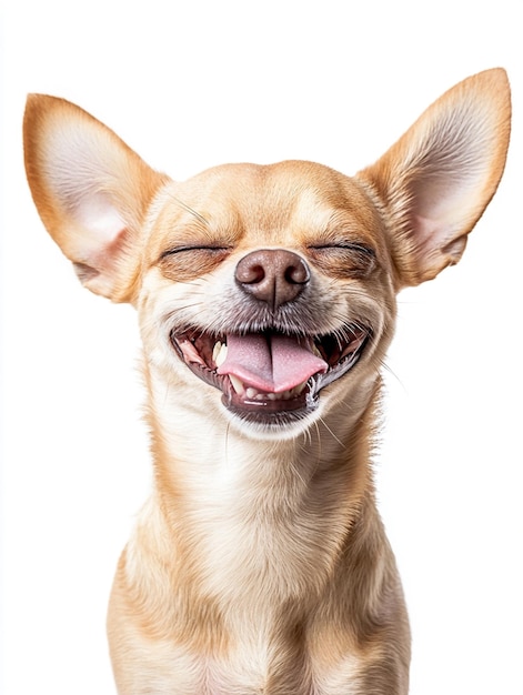 Photo araffe dog with closed eyes and a smile on a white background