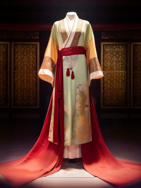 Araffe dressed in a traditional chinese costume with a red cape generative ai