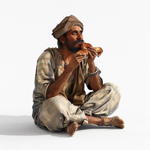 araffe man sitting on the floor eating a slice of pizza generative ai