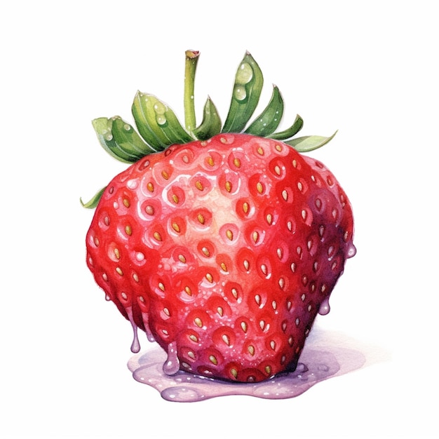 Araffe strawberry with a drop of water on it generative ai