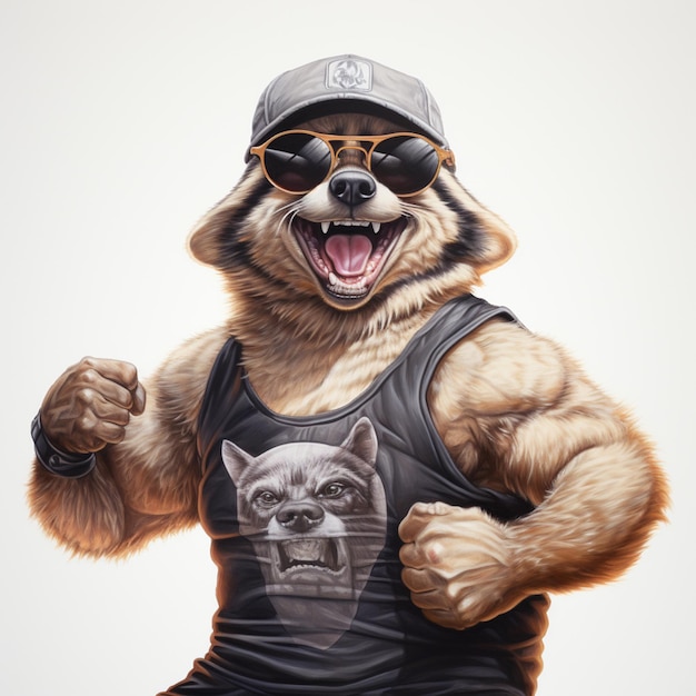 araffe in a tank top and sunglasses with a dog on it generative ai