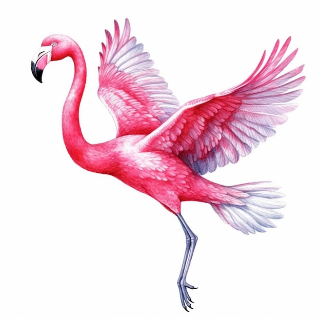 Araffe with wings spread out and a pink flamingo in flight generative ai