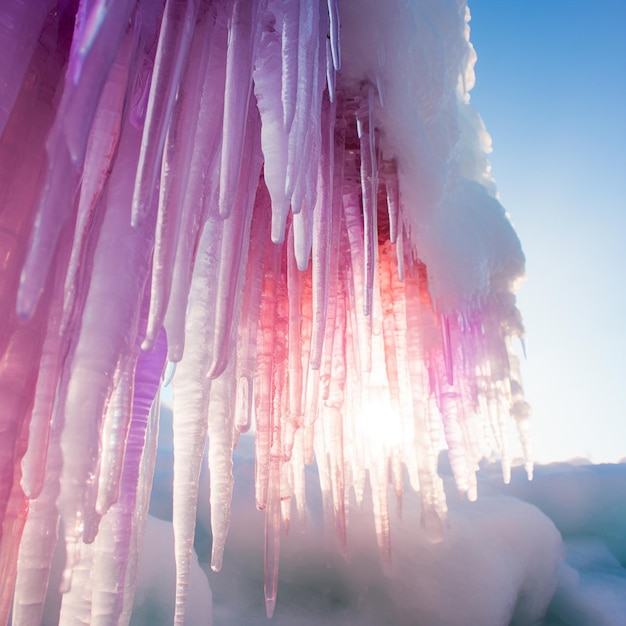 araffes hanging from a tree with icicles in the sky generative ai