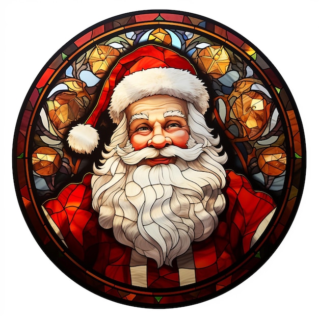 arafficial image of a santa claus in a stained glass window generative ai