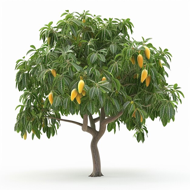 araffy mango tree with fruit on it on a white background generative ai