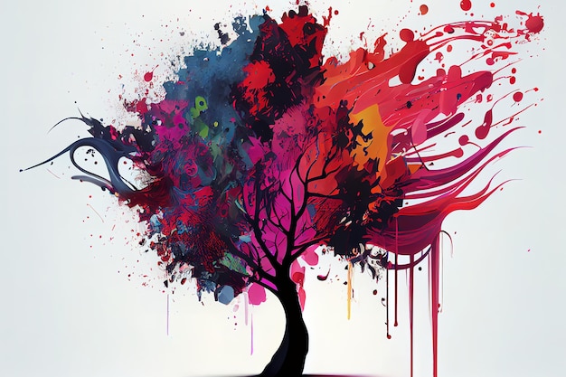 Arbre musique splash color Generative Ai