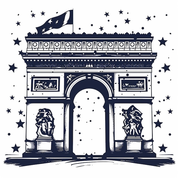 Photo arc de triomphe de letoile vector logo