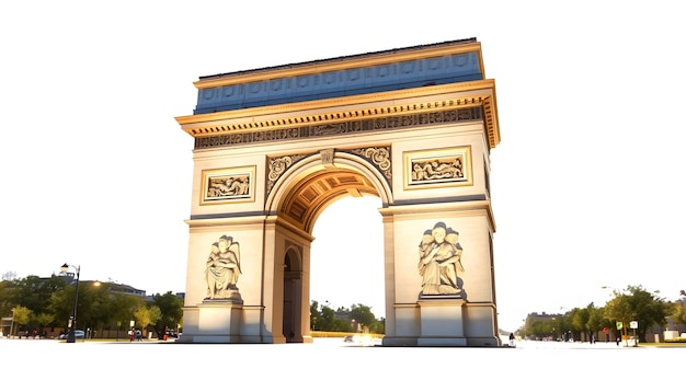 Photo arc de triomphe in paris france isolated with white highlights