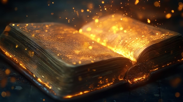 Photo arcane secrets unbound ancient book unveils glowing knowledge