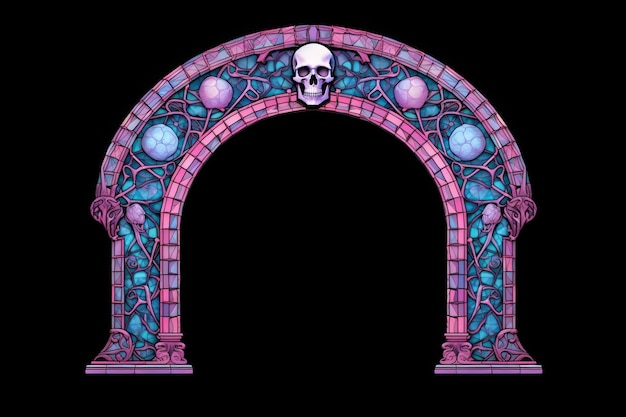 Photo arch art nouveau skull frame architecture blue