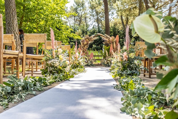 Arch and decoration for an event a wedding or an outdoor celebration