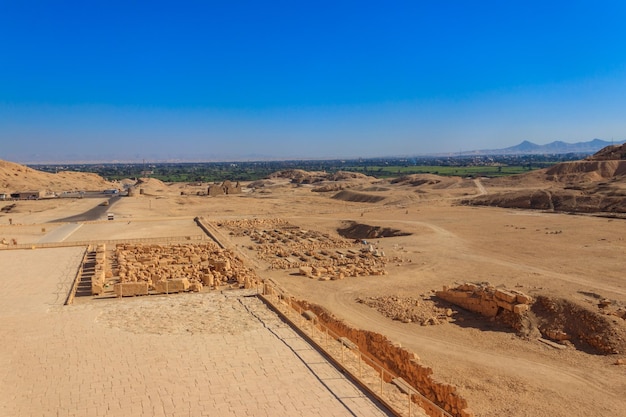 Archaeological site near the temple of Hatshepsut in Deir elBahri Excavations of ancient Egypt on the West Bank of the Nile near Luxor ancient Thebes in Egypt