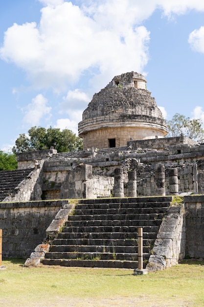 Archaeological structures of the Mayan culture at the Chichen Itza site in Mexico