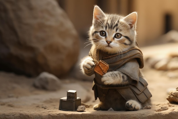 Archaeologist cute cat image