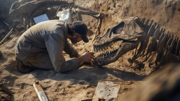 Archaeologist excavates dinosaur remains