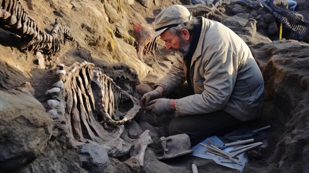 Archaeologist excavates dinosaur remains