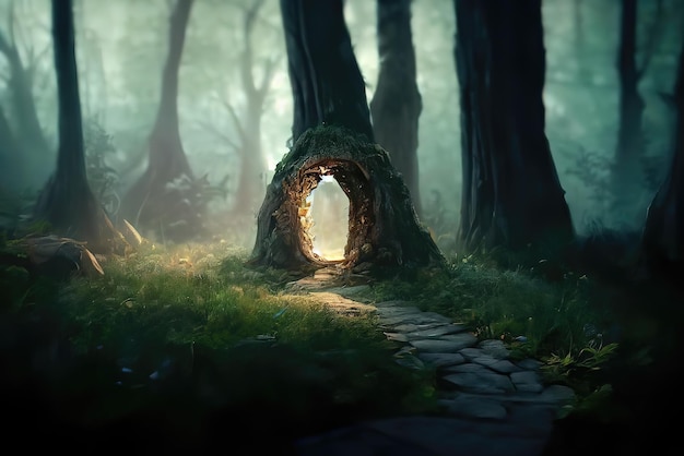 Archery Portal in Mysterious Magical Forest with Beautiful Environment