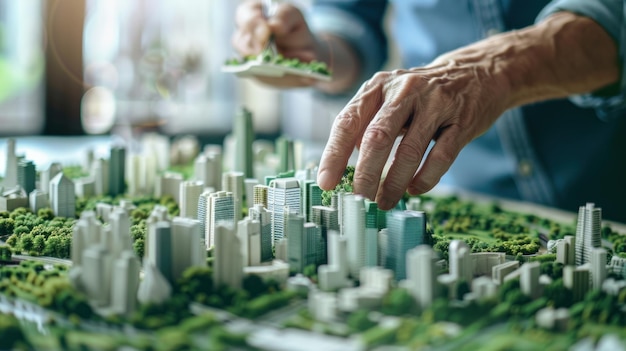 Architect Designing a Green City Model