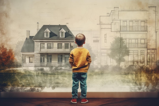 Architect house plan child boy play Generate AI