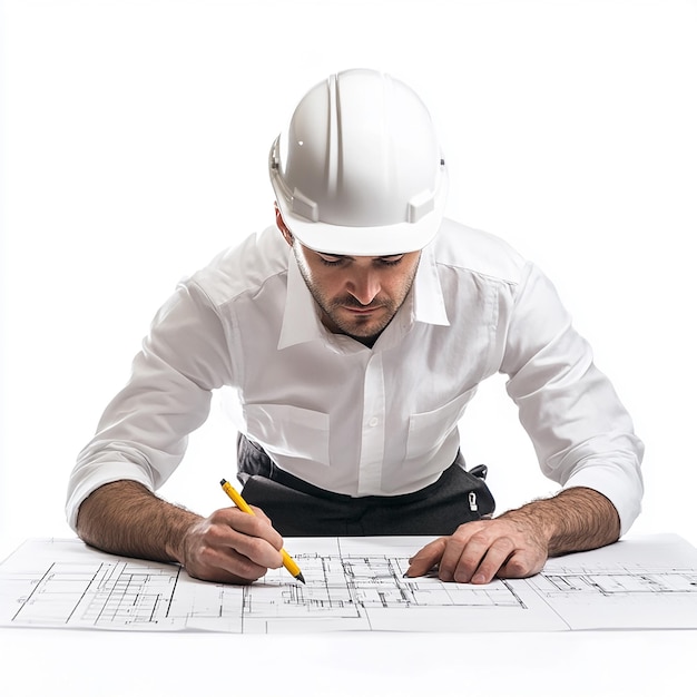 Architect on White Background