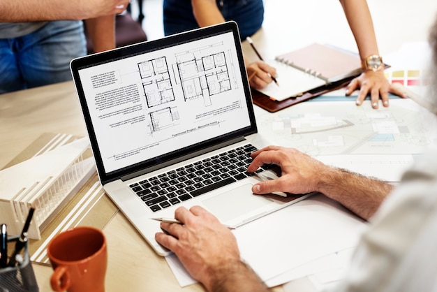 Architect working with his laptop