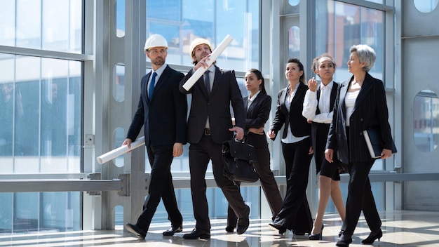 Architects business people walking together