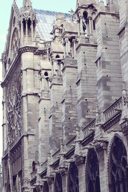 Photo architectural details of cathedral notre dame de paris