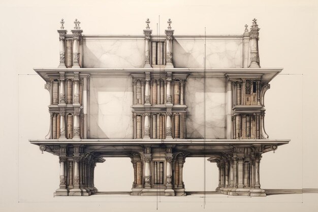 Photo architectural drawing of book building