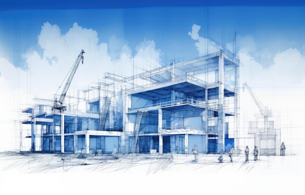 An architectural drawing of construction process