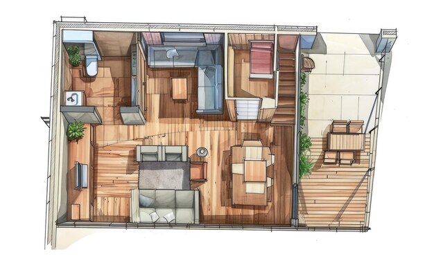 Photo architectural drawing of a private house