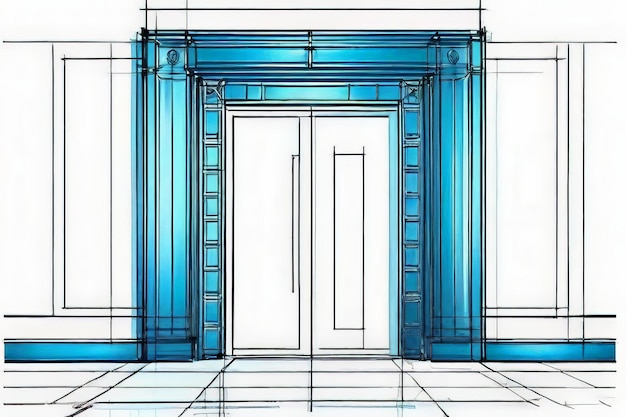 Photo architectural drawing style of house door