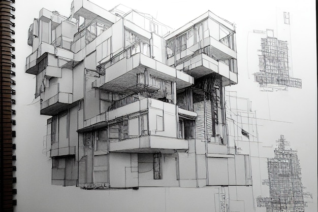 architectural drawings made with Generative AI Architecture dreams and ambitions concept