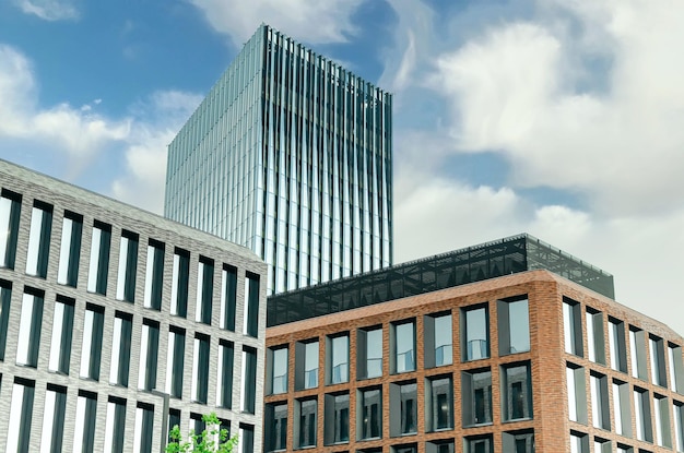 Architectural elements of the building against the background of the sky