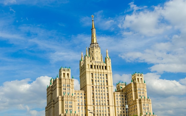 Architectural elements of the building against the background of the sky