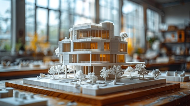 Photo architectural model of a modern building