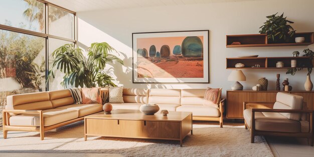 architectural photography of a midcentury California modern livingroom