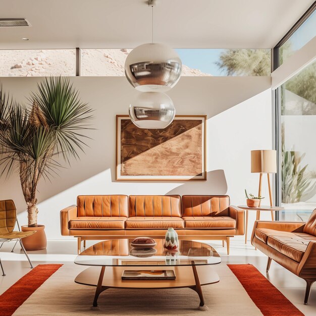 architectural photography of a midcentury California modern livingroom