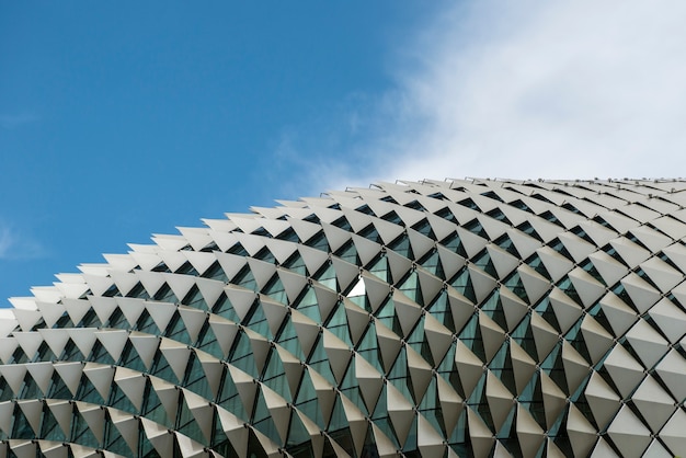 Architectural roof detail of Esplanade Theatres on the Bay in Singapore 